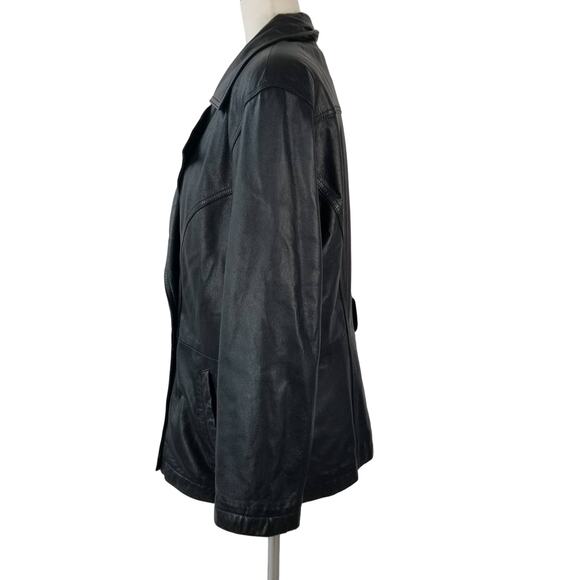 Wilsons Black Leather Coat Jacket Thinsulate Removeable Liner Vintage Medium - Picture 2 of 8